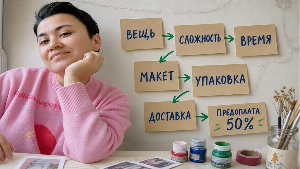 Схема из семи блоков цены росписи на рукописных стикерах