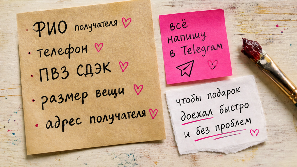 Чек-лист данных для доставки: ФИО, телефон и пункт выдачи