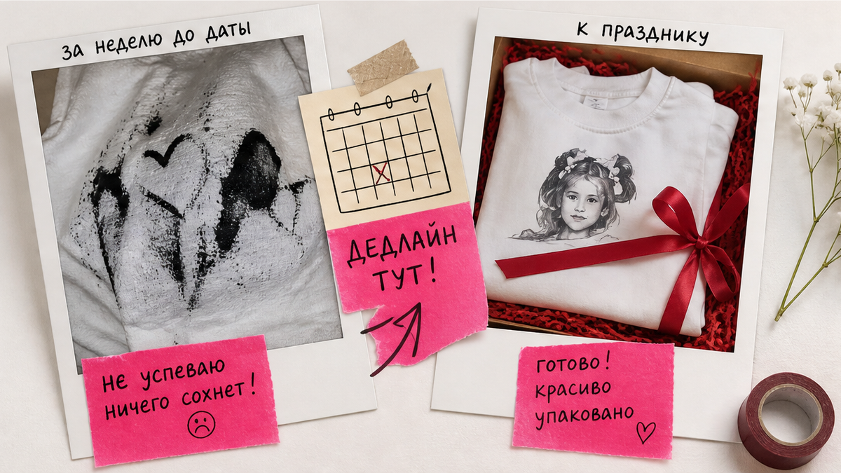 Контраст спешного DIY и готового подарка к дате — поляроиды с календарём
